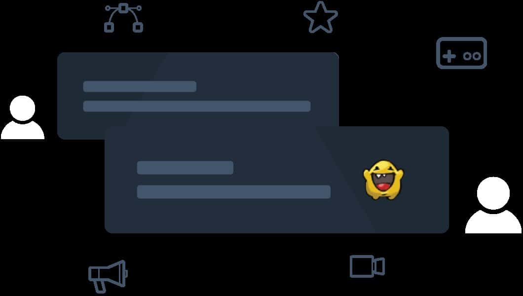 Official Valve illustration of Steam community features with chat bubbles and icons