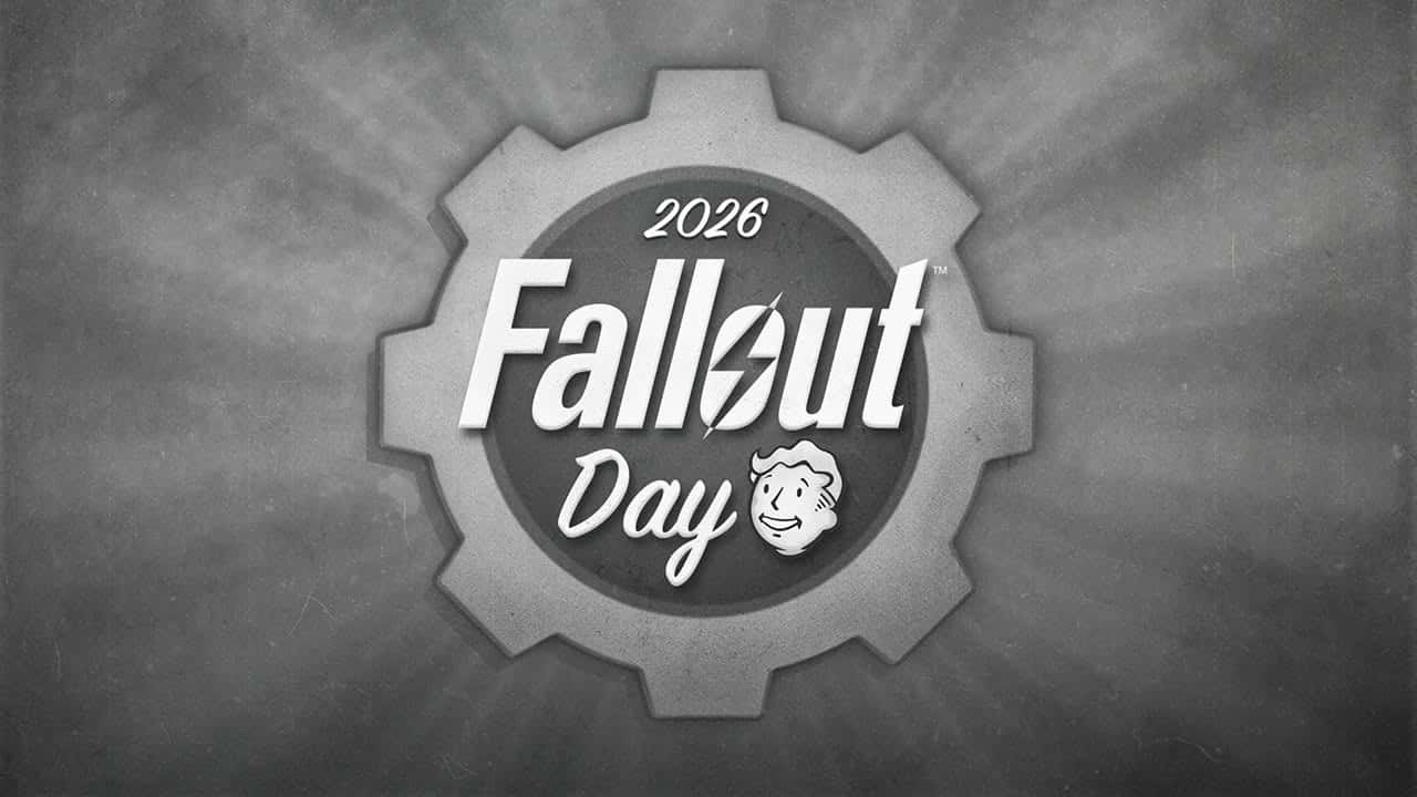 Official Bethesda Fallout Day 2026 logo with Vault Boy inside a grey gear, marking the Fallout Day celebration