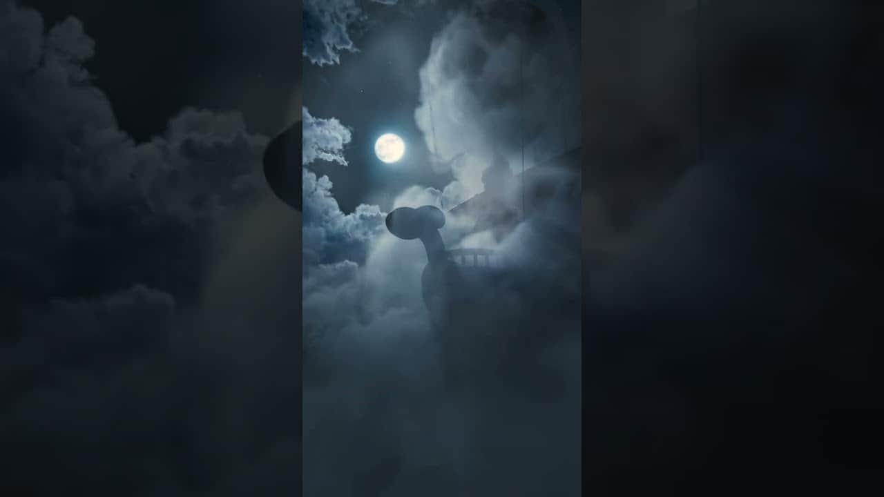 Still from the Fortnite One Piece teaser: the Going Merry emerging from fog under a full moon