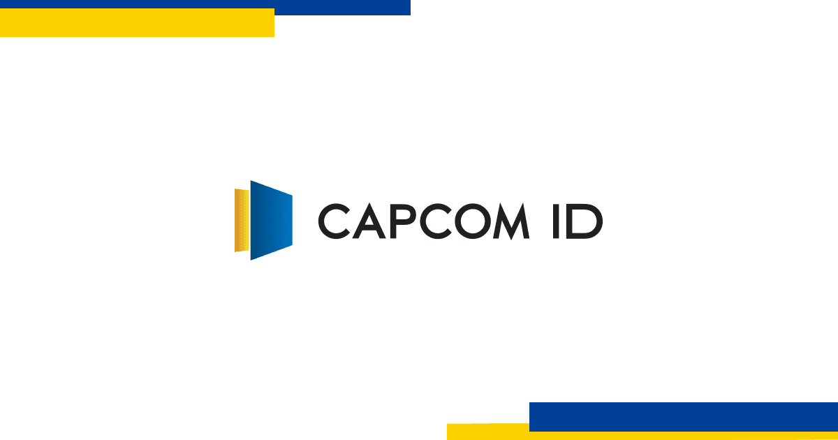 Official CAPCOM ID logo on a white background with blue and yellow stripes