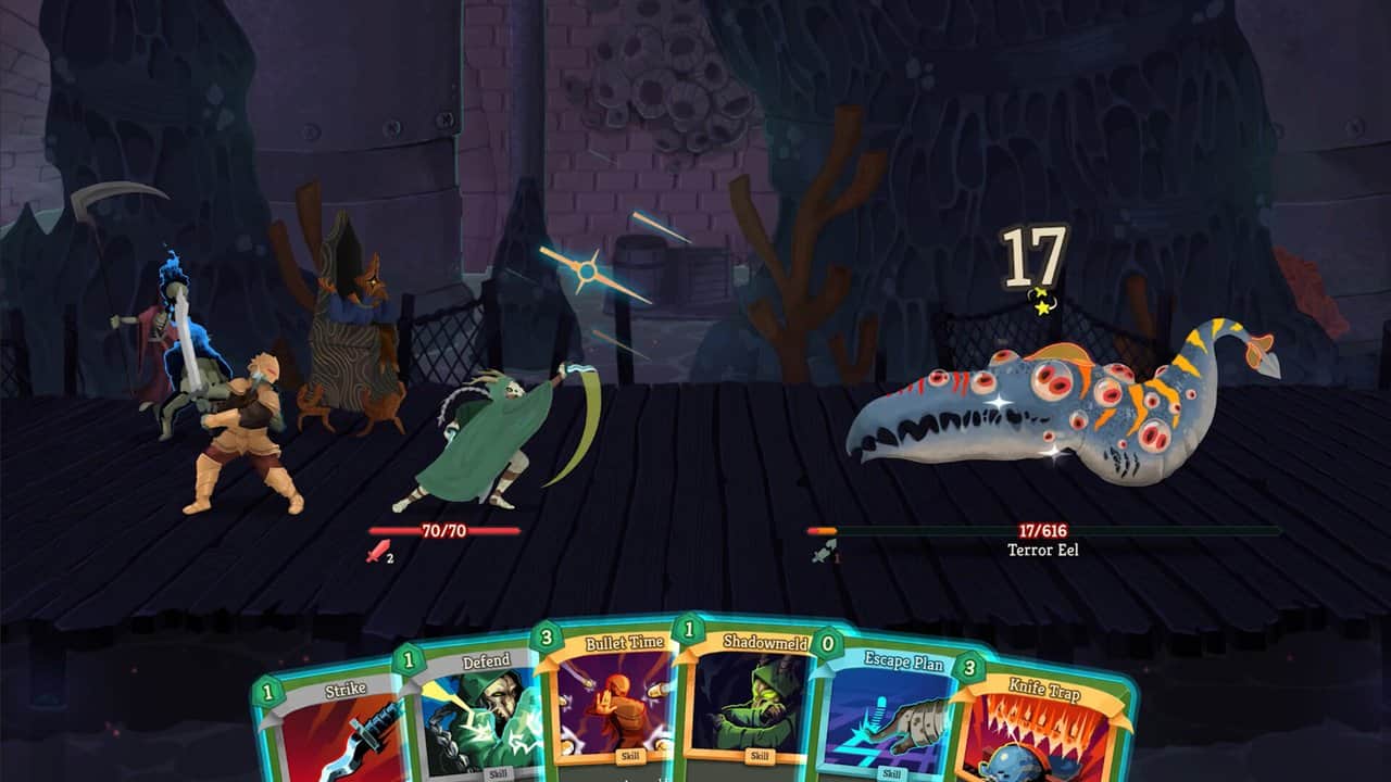 Turn-based combat against enemies with a hand of cards in Slay the Spire 2