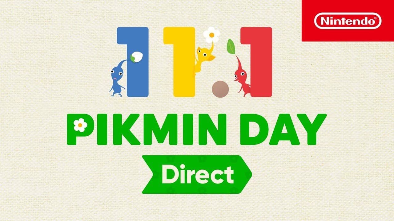 Pikmin Day Direct logo with three Pikmin forming the date 11.1