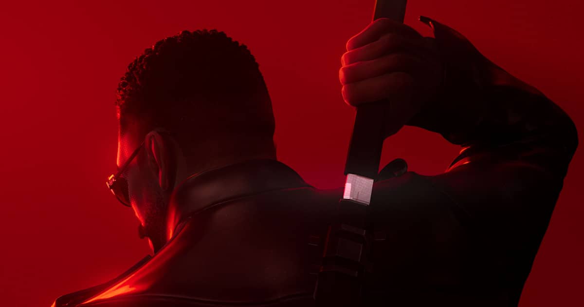 Official Marvel's Blade announcement art: Blade drawing his sword under red light (Bethesda)