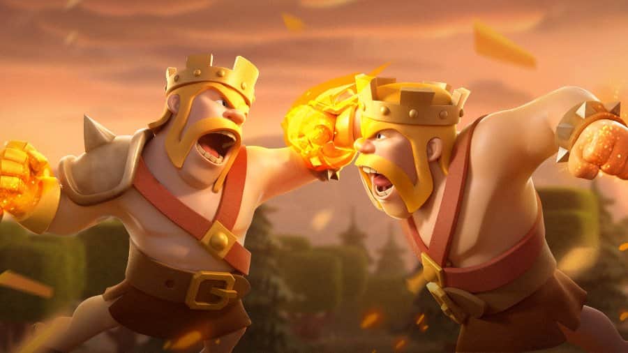 Official Supercell art showing the Barbarian King and Barbarians from Clash of Clans