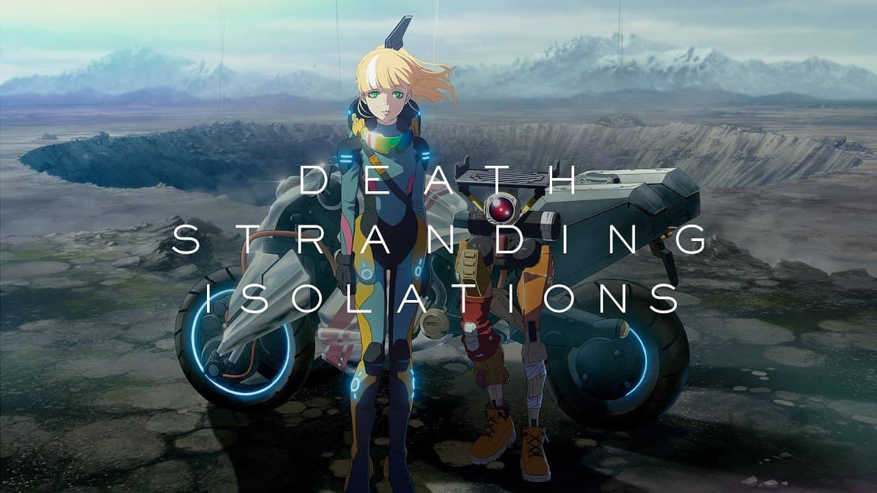 The Death Stranding Isolations logo with a young girl seen from behind in the teaser trailer