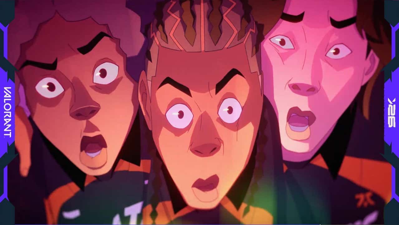 Official VCT illustration of VALORANT agents with shocked expressions