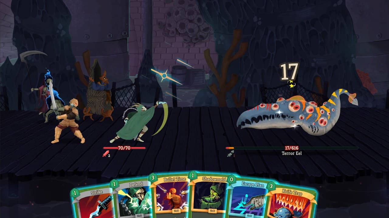 Turn-based combat against enemies with a hand of cards in Slay the Spire 2
