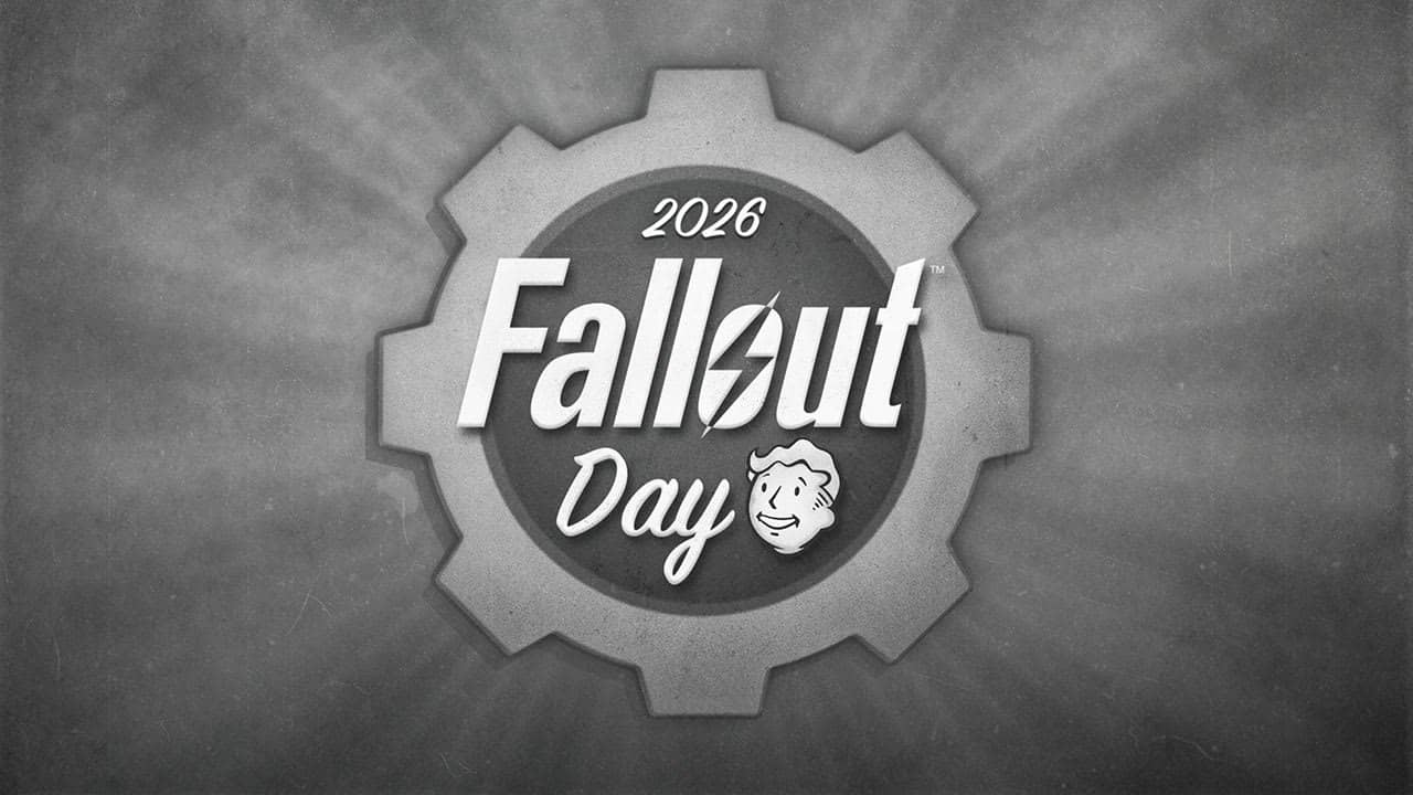 Official Bethesda Fallout Day 2026 logo with Vault Boy inside a grey gear, marking the Fallout Day celebration